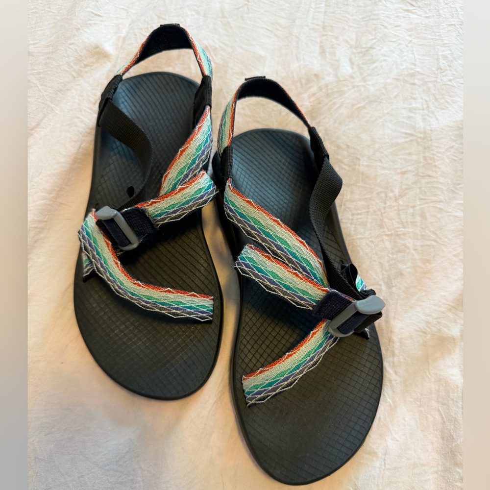 Women's Multicolor Strap Sport Sandals - Black Footbed